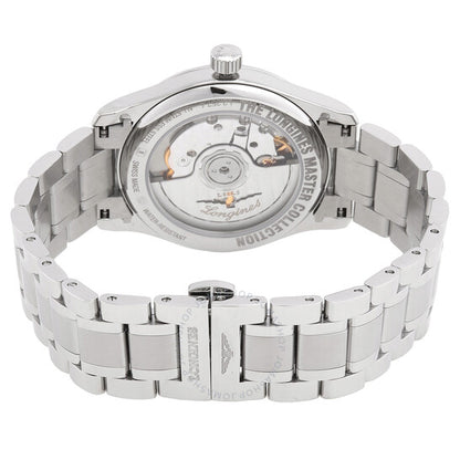 ساعة لونجين ماستر أوتوماتيكية بمينا بني مرصعة بالألماس للسيدات