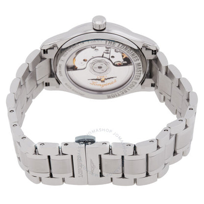 ساعة لونجين ماستر أوتوماتيكية مرصعة بالألماس وميناء أخضر للسيدات