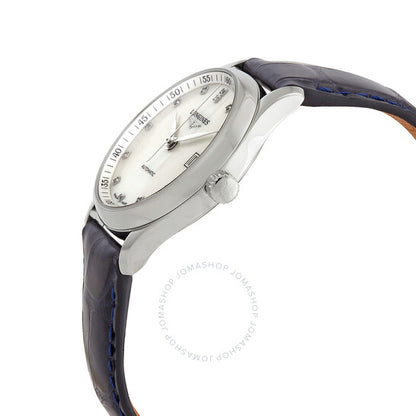 ساعة لونجين ماستر أوتوماتيكية للسيدات بمينا أبيض من الألماس