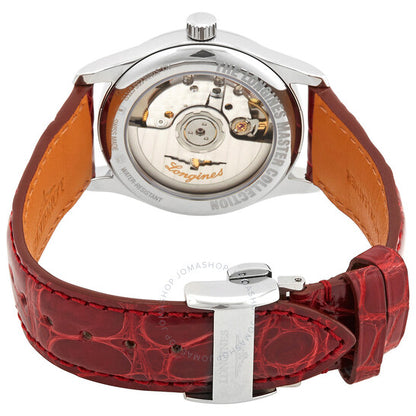 ساعة لونجين ماستر أوتوماتيكية للسيدات بمينا أبيض من الألماس