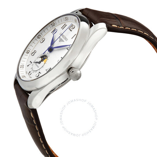 ساعة لونجين ماستر أوتوماتيك مون فيز للرجال بمينا أبيض