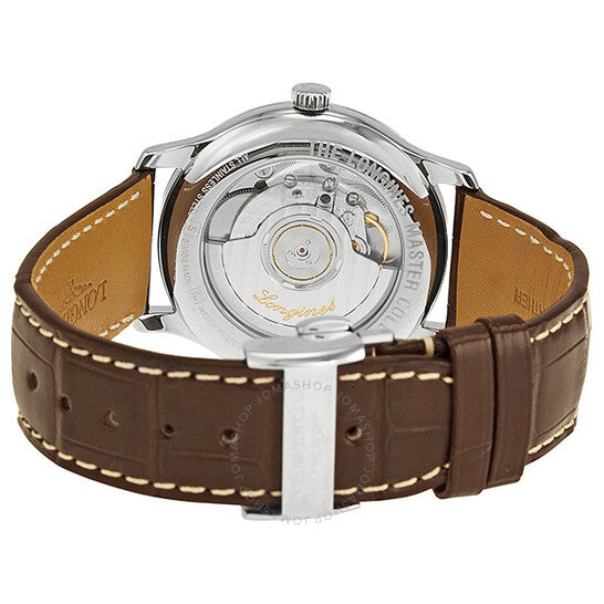 ساعة لونجين ماستر أوتوماتيكية مرصعة بالألماس بمينا فضي للرجال