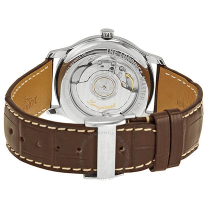 ساعة لونجين ماستر أوتوماتيكية مرصعة بالألماس بمينا فضي للرجال