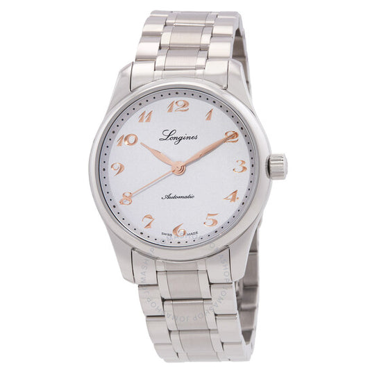 ساعة لونجين ماستر أوتوماتيكية بمينا فضي للسيدات