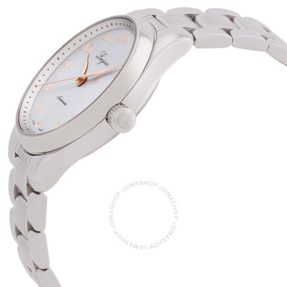 ساعة لونجين ماستر أوتوماتيكية بمينا فضي للسيدات