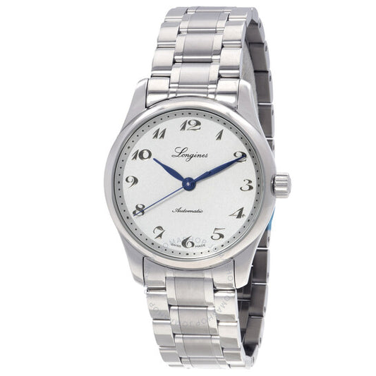 ساعة لونجين ماستر أوتوماتيكية بمينا فضي للسيدات