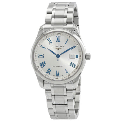 ساعة لونجين ماستر أوتوماتيكية للرجال بمينا فضي