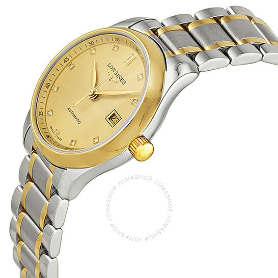 ساعة لونجين ماستر كوليكشن للسيدات بمينا بلون الشمبانيا ودرجتي اللون