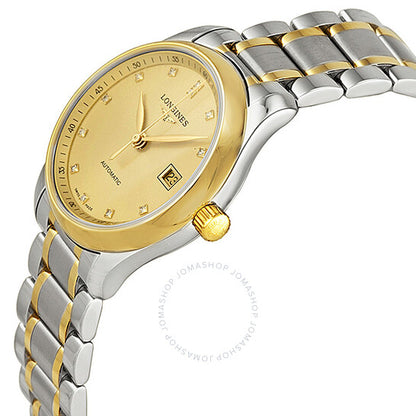 ساعة لونجين ماستر كوليكشن للسيدات بمينا بلون الشمبانيا ودرجتي اللون