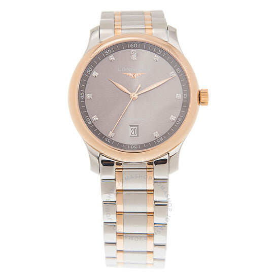 ساعة لونجين ماستر كوليكشن للرجال بمينا رمادي مرصعة بالألماس