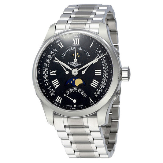 ساعة لونجين ماستر ريتروجريد سكند أوتوماتيك للرجال بمينا أسود L27394516