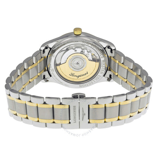ساعة لونجين ماستر للرجال بمينا من الذهب ثنائي اللون ومرصعة بالألماس