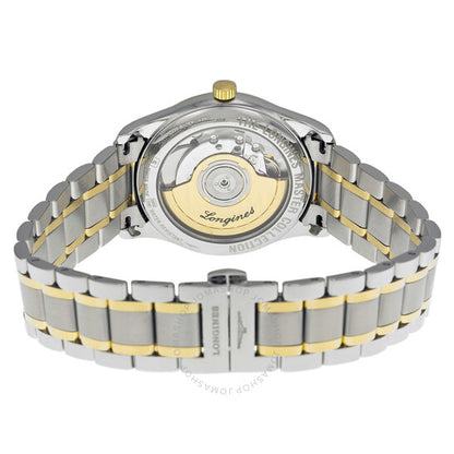 ساعة لونجين ماستر للرجال بمينا من الذهب ثنائي اللون ومرصعة بالألماس