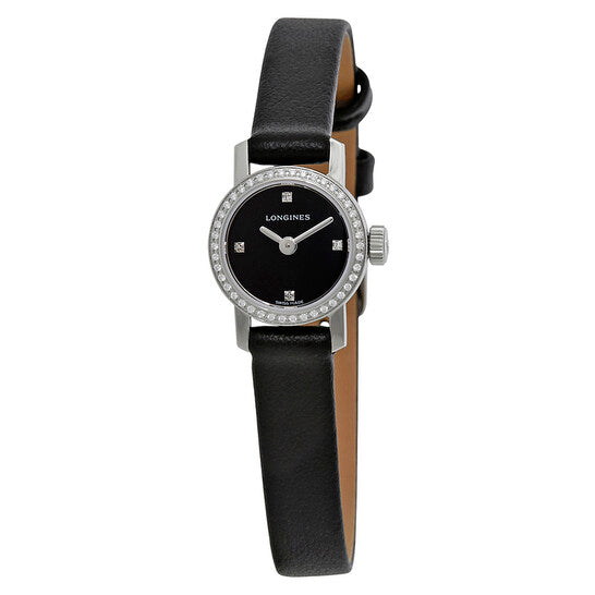 Longines, Mini Black Dial Diamond Ladies Watch