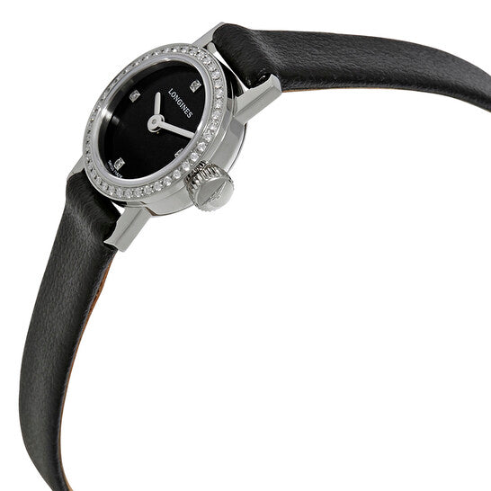 Longines, Mini Black Dial Diamond Ladies Watch