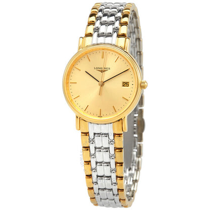 Longines, Presence Quartz Gold Dial Ladies Watch