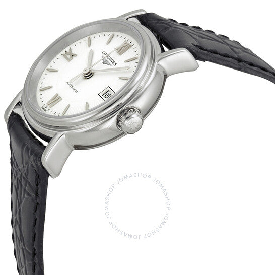 Longines, Presence White Dial Black Leather Ladies Watch L43214152