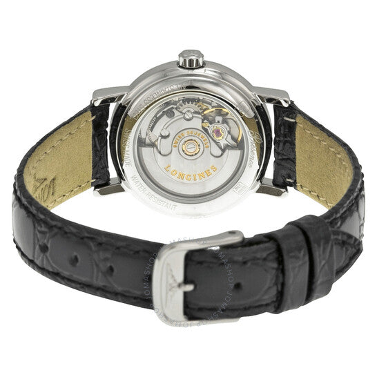 Longines, Presence White Dial Black Leather Ladies Watch L43214152