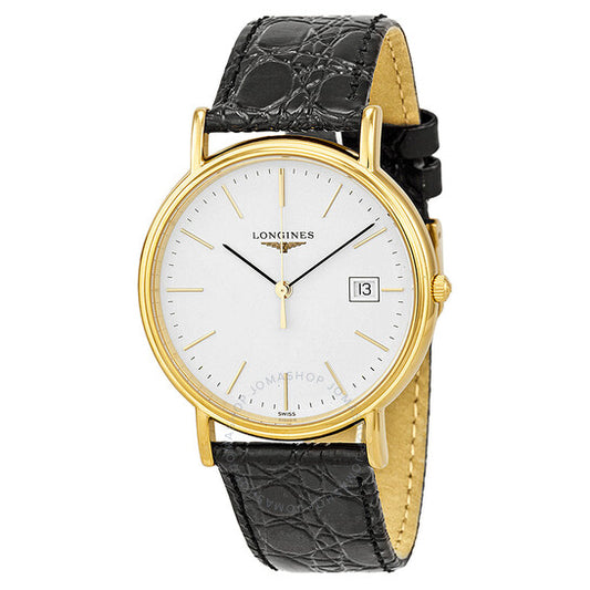 Longines, Presence White Dial Black Leather Men's Watch L47902122
