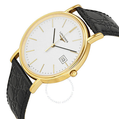 Longines, Presence White Dial Black Leather Men's Watch L47902122