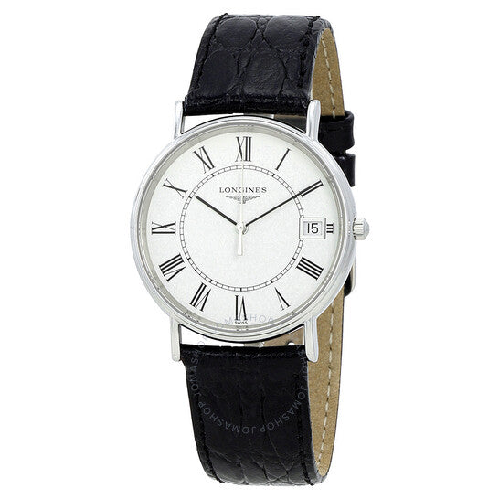 Longines, Presence White Dial Black Leather Men's Watch L48194112