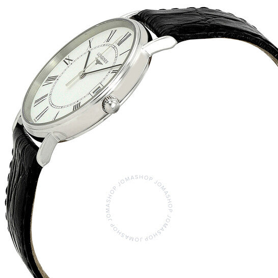 Longines, Presence White Dial Black Leather Men's Watch L48194112