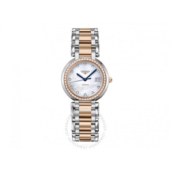 لونجين، ساعة بريما لونا أوتوماتيكية للسيدات بمينا أبيض من الألماس
