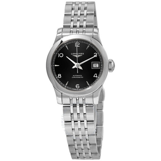 ساعة لونجين ريكورد أوتوماتيكية للسيدات بمينا أسود