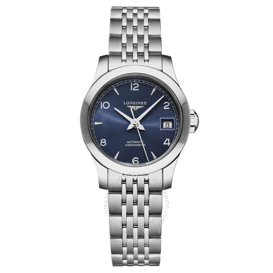 ساعة لونجين ريكورد أوتوماتيكية للسيدات بمينا أزرق