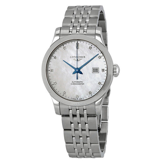 Longines, Record Automatic Chronometer Diamond White Mother of Pearl Dial Ladies Watch