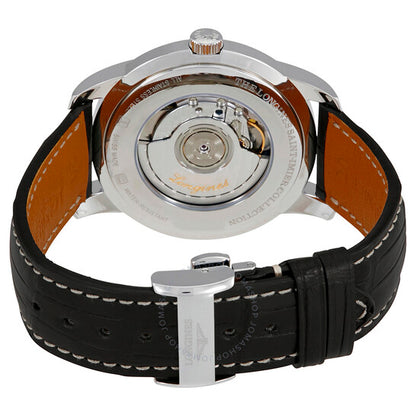 ساعة لونجين سانت إيمر أوتوماتيكية للرجال بمينا أسود وجلد