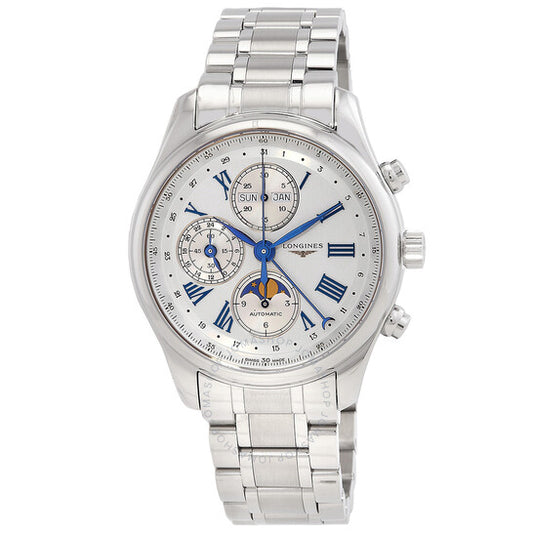 Longines, The Master Collection Chronograph GMT Automatic Moon Phase Silver Dial Men's Watch