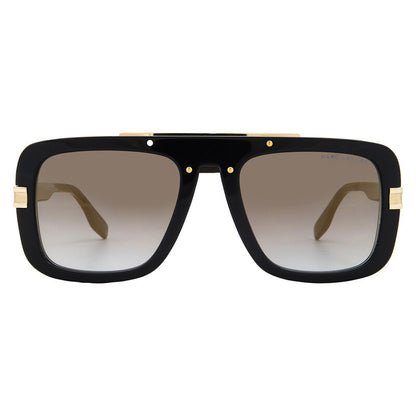 Grey Shaded Gold Rectangular Men's Sunglasses