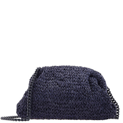 Maria La Rosa, Blue Game Raffia Clutch Bag