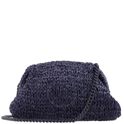Maria La Rosa, Blue Game Raffia Clutch Bag