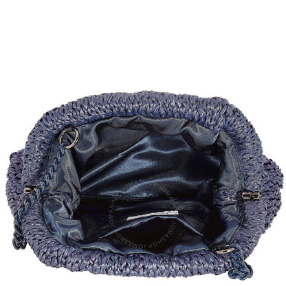 Maria La Rosa, Blue Game Raffia Clutch Bag