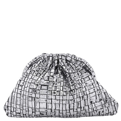 Maria La Rosa, Ladies Ribbon Laminated Silver Mini Game Clutch