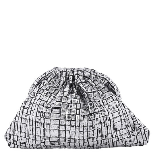 Maria La Rosa, Ladies Ribbon Laminated Silver Mini Game Clutch