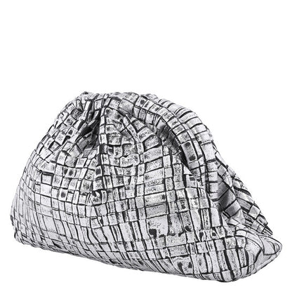 Maria La Rosa, Ladies Ribbon Laminated Silver Mini Game Clutch