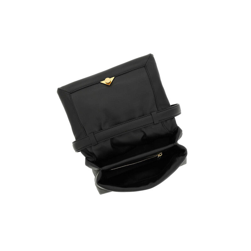 Black Leather Prisma Shoulder Bag