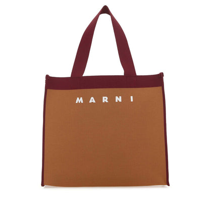 Two-tone Fabric Medium Shopping Bag