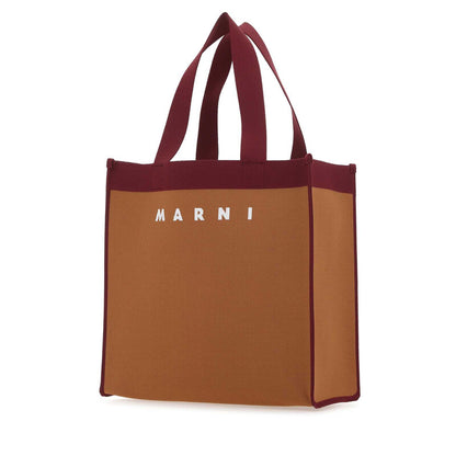 Two-tone Fabric Medium Shopping Bag