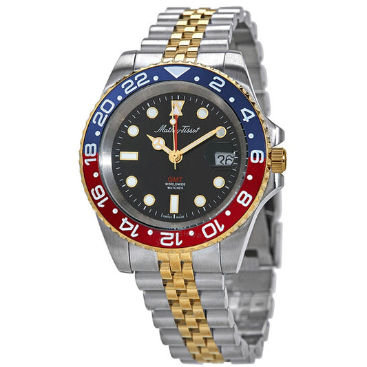Mathey-Tissot, Rolly Vintage GMT Two-tone Black Dial Pepsi Bezel Men's Watch