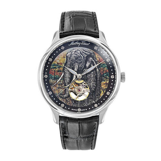 ساعة ماثي تيسوت إدموند أوتو الرجالية المصنوعة يدويًا بميناء متعدد الألوان