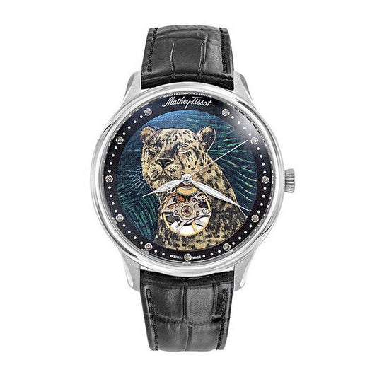 ساعة ماثي تيسوت إدموند أوتو الرجالية المصنوعة يدويًا بميناء متعدد الألوان