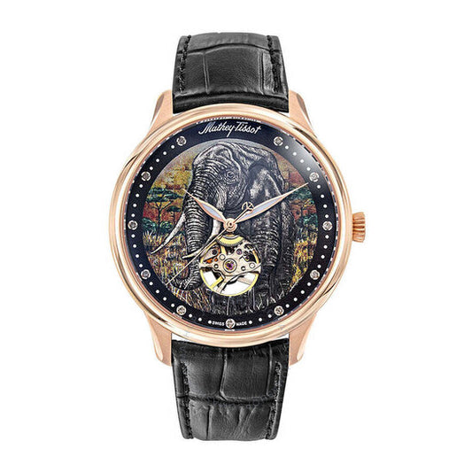 ساعة ماثي تيسوت إدموند أوتو الرجالية المصنوعة يدويًا بميناء متعدد الألوان