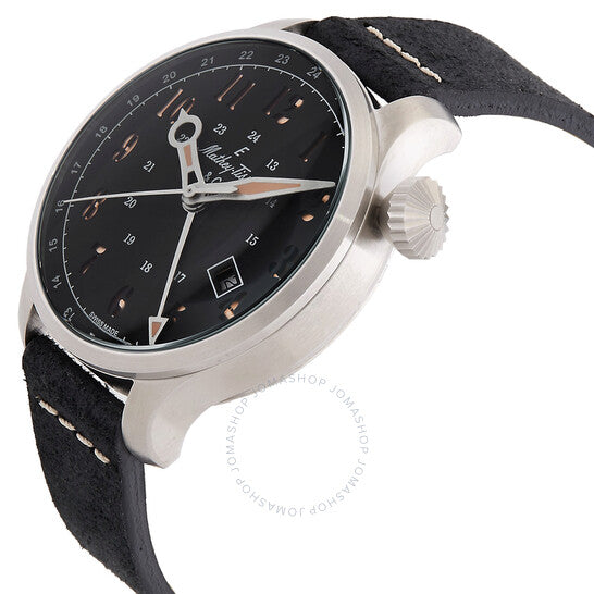 ساعة ماثي تيسوت GMT 293 أوتوماتيكية للرجال بمينا أسود