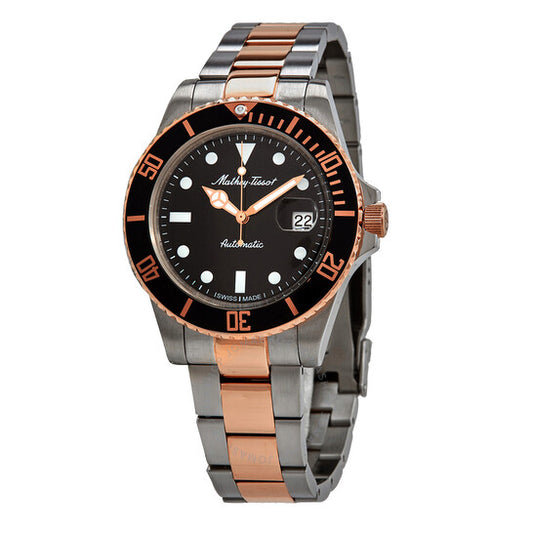 Mathey-Tissot, Mathy Vintage Automatic Black Dial Men's Two-tone Watch