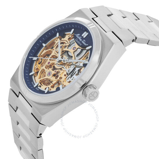 ساعة ماثي تيسوت زيوس سكيليتون أوتوماتيكية للرجال بمينا أزرق