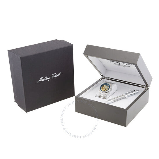 ساعة ماثي تيسوت زيوس سكيليتون أوتوماتيكية للرجال بمينا أزرق